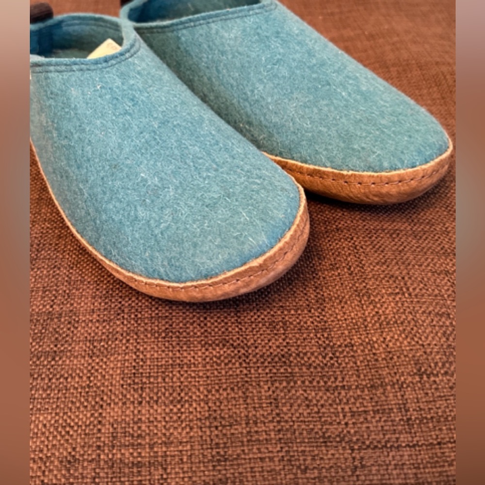 Tumor Felted Wool Slipper Mules EUR 38 - Teal Blue/Green